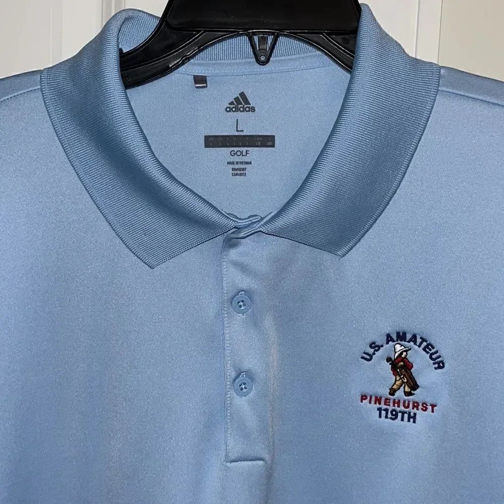 2019 Carolina Blue Adidas Pinehurst Putter Boy Golf Shirt-L 119 US Amateur Open